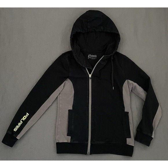 Polaris Jacket Womens Medium Black Gray Full Zip Hoodie Sweatshirt Long Sleeve - Picture 3 of 12